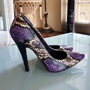 Robert Cavalli Just Cavalli Reptile Embossed Leather Heels